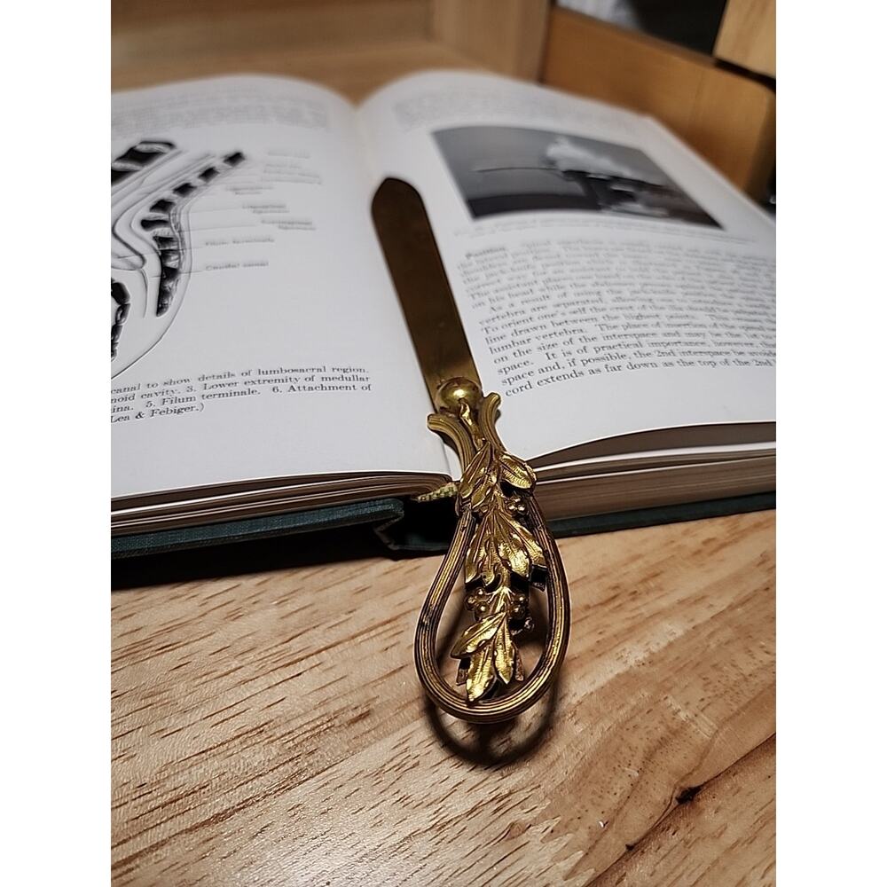 SOLD Brass Metal Letter Opener Page Turner Art Nouveau Antique Botanical France